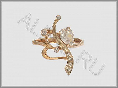 Кольцо "С камнями"  из белого и красного золота 585 пробы с фианитами - ARKF4045