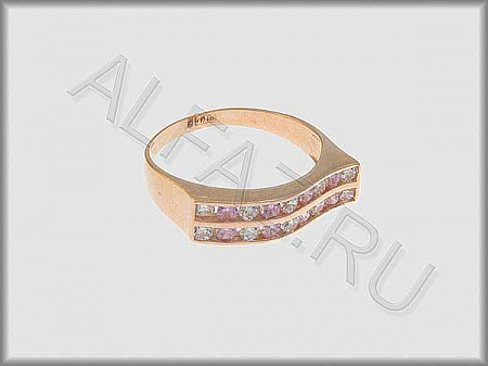 Кольцо "С камнями" из красного золота  585 пробы с фианитами и цветными фианитами - ARKF1337