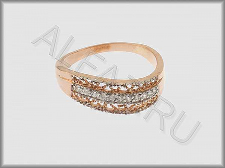 Кольцо "С камнями"  из белого и красного золота 585 пробы с фианитами - ARKF4121