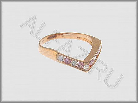 Кольцо "С камнями" из красного золота  585 пробы с фианитами и цветными фианитами - ARKF1335
