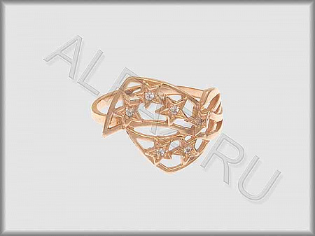 Кольцо "С камнями"  из белого и красного золота 585 пробы с фианитами - ARKF4240