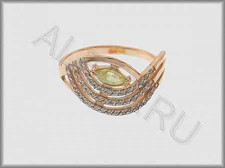 Кольцо "С камнями"  из белого и красного золота 585 пробы с фианитами и цветными фианитами - ARKF4113
