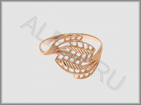 Кольцо "С камнями"  из красного золота 585 пробы с алмазной гранью и фианитами - ARKF1191