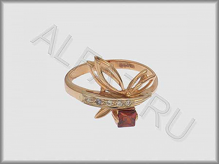 Кольцо "С камнями"  из белого и красного золота 585 пробы с фианитами и цветными фианитами - ARKF4015
