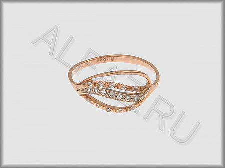 Кольцо "С камнями"  из белого и красного золота 585 пробы с фианитами - ARKF4092