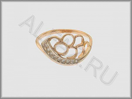 Кольцо "С камнями"  из белого и красного золота 585 пробы с фианитами - ARKF4108
