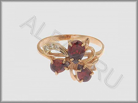 Кольцо "С камнями"  из белого и красного золота 585 пробы с фианитами и цветными фианитами - ARKF4062