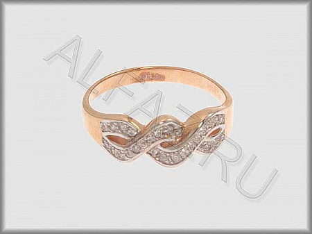 Кольцо "С камнями"  из белого и красного золота 585 пробы с фианитами - ARKF4307