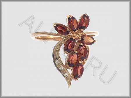Кольцо "С камнями"  из белого и красного золота 585 пробы с фианитами и цветными фианитами - ARKF4037