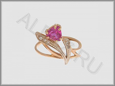 Кольцо "С камнями"  из белого и красного золота 585 пробы с фианитами и цветными фианитами - ARKF4150