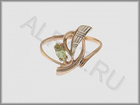 Кольцо "С камнями"  из белого и красного золота 585 пробы с алмазной гранью и цветными фианитами - ARKF4120