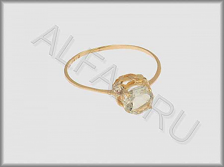 Кольцо коллекции "Полудрагоценные камни" из желтого золота 585 пробы с фианитами и дымчатым кварцем - ARAA2017