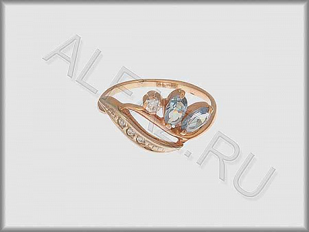 Кольцо "С камнями"  из белого и красного золота 585 пробы с фианитами и цветными фианитами - ARKF4166