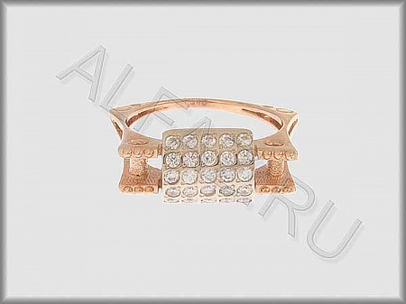 Кольцо "С камнями"  из белого и красного золота 585 пробы с фианитами - ARKF4195