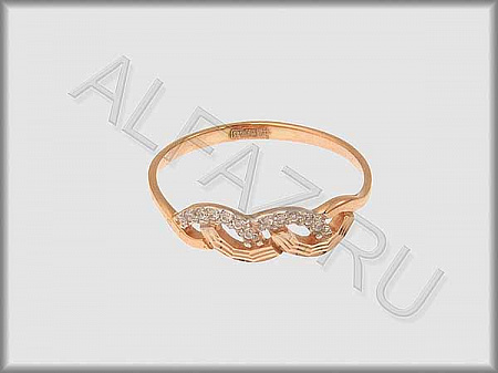 Кольцо "С камнями"  из красного золота 585 пробы с алмазной гранью и фианитами - ARKF1199