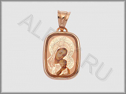Подвеска "Православная иконка с  эмалью"  из красного золота 585 пробы