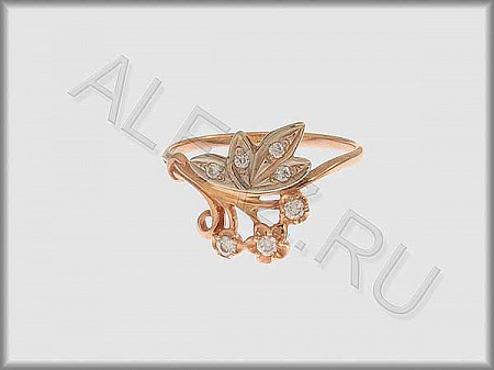 Кольцо "С камнями"  из белого и красного золота 585 пробы с фианитами - ARKF4175