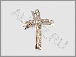 Подвеска Крест из белого золота 585 пробы с бриллиантами