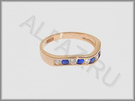 Кольцо "С камнями" из красного золота  585 пробы с фианитами и цветными фианитами - ARKF1348