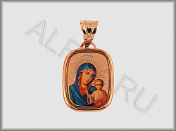 Подвеска "Православная с  эмалью" из красного золота  585 пробы с эмалью
