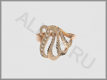 Кольцо "С камнями"  из белого и красного золота 585 пробы с алмазной гранью и фианитами - ARKF4311
