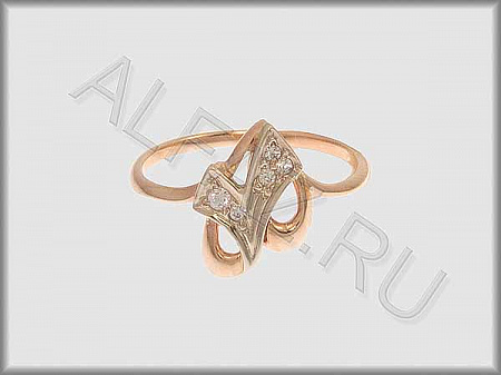 Кольцо "С камнями"  из белого и красного золота 585 пробы с фианитами - ARKF4181