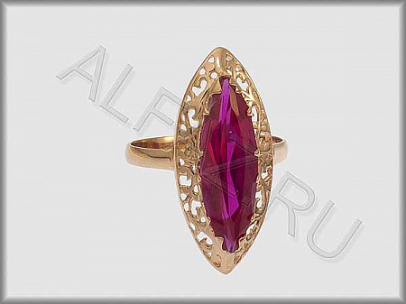 Кольцо "С камнями"  из красного золота 585 пробы с цветными фианитами - ARKF1137