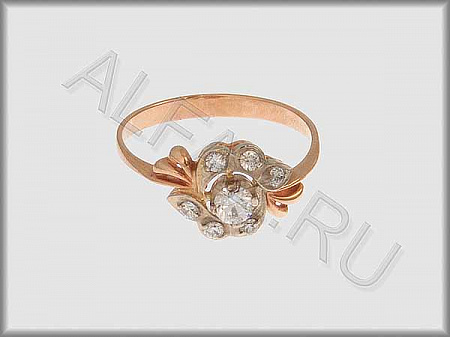 Кольцо "С камнями"  из белого и красного золота 585 пробы с фианитами - ARKF4184