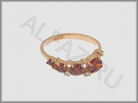 Кольцо "С камнями"  из красного золота 585 пробы с фианитами и цветными фианитами - ARKF1026