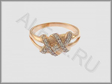 Кольцо "С камнями"  из белого и красного золота 585 пробы с фианитами - ARKF4111