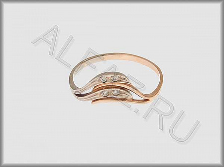 Кольцо "С камнями"  из белого и красного золота 585 пробы с фианитами - ARKF4324