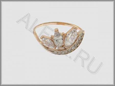 Кольцо "С камнями"  из белого и красного золота 585 пробы с фианитами - ARKF4105