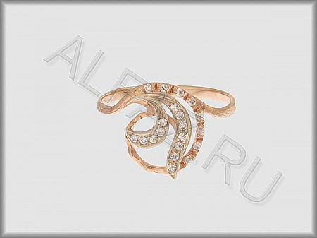 Кольцо "С камнями"  из белого и красного золота 585 пробы с фианитами - ARKF4153