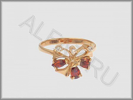 Кольцо "С камнями"  из красного золота 585 пробы с фианитами и цветными фианитами - ARKF1042