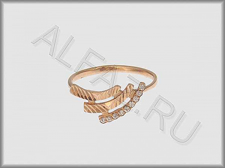 Кольцо "С камнями"  из белого и красного золота 585 пробы с алмазной гранью и фианитами - ARKF4241