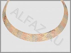 Колье коллекции "Клеопатра" из белого, красного и желтого золота 585 пробы с алмазной гранью