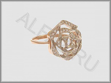 Кольцо "С камнями"  из белого и красного золота 585 пробы с фианитами - ARKF4276