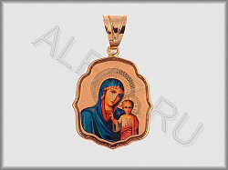 Подвеска "Православная с  эмалью" из красного золота  585 пробы с эмалью