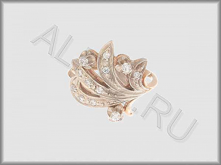 Кольцо "С камнями"  из белого и красного золота 585 пробы с фианитами - ARKF4185