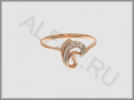 Кольцо "С камнями"  из белого и красного золота 585 пробы с фианитами - ARKF4177