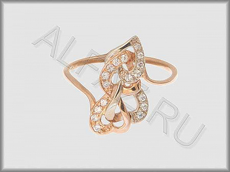 Кольцо "С камнями"  из белого и красного золота 585 пробы с фианитами - ARKF4178