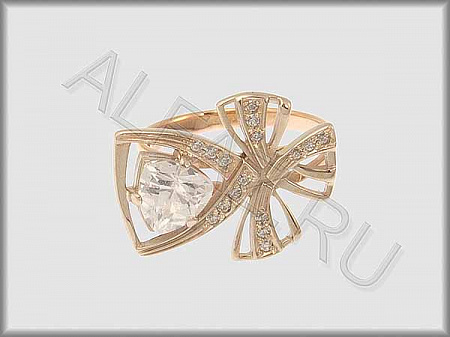 Кольцо "С камнями"  из белого и красного золота 585 пробы с фианитами - ARKF4253