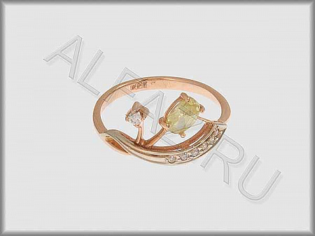 Кольцо "С камнями"  из белого и красного золота 585 пробы с фианитами и цветными фианитами - ARKF4096