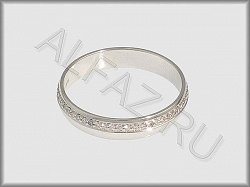 Кольцо обручальное из белого золота 585 пробы с бриллиантами