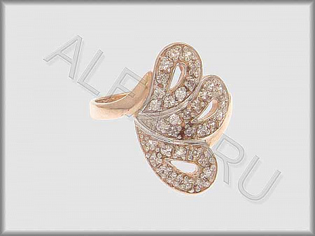 Кольцо "С камнями"  из белого и красного золота 585 пробы с фианитами - ARKF4309