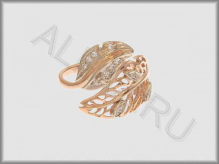 Кольцо "С камнями"  из белого и красного золота 585 пробы с фианитами - ARKF4194