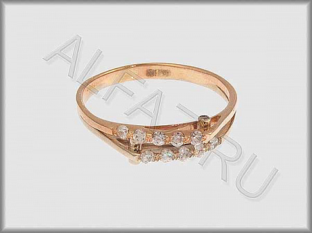 Кольцо "С камнями"  из белого и красного золота 585 пробы с фианитами - ARKF4291