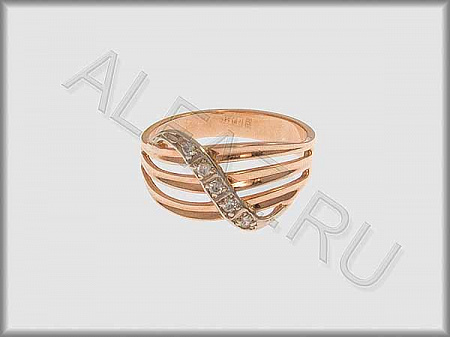 Кольцо "С камнями"  из белого и красного золота 585 пробы с фианитами - ARKF4306
