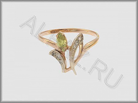 Кольцо "С камнями"  из белого и красного золота 585 пробы с фианитами и цветными фианитами - ARKF4115