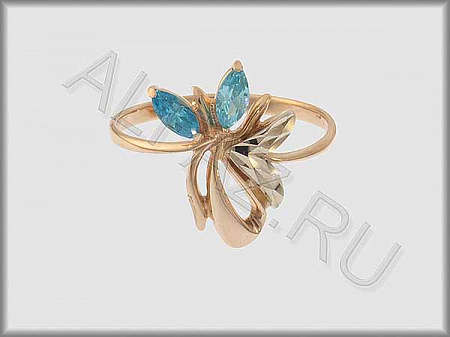 Кольцо "С камнями"  из белого и красного золота 585 пробы с алмазной гранью и цветными фианитами - ARKF4101